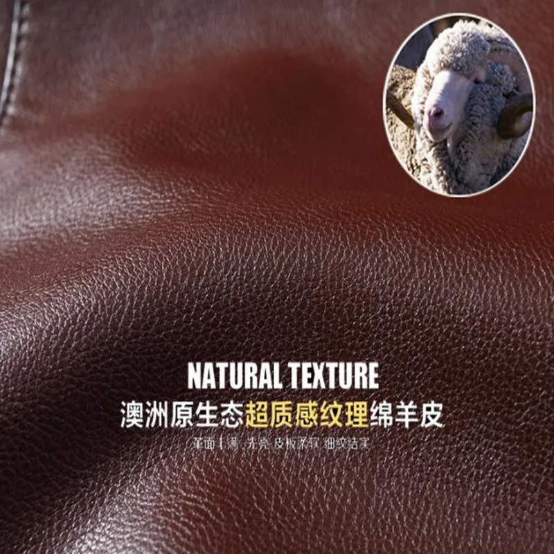

2021 Mens Clothing Winter Real Sheepskin Fur Nature Leather Long Sleeve Button Casual Slim Fit Coat Office Business Jacket M-5XL