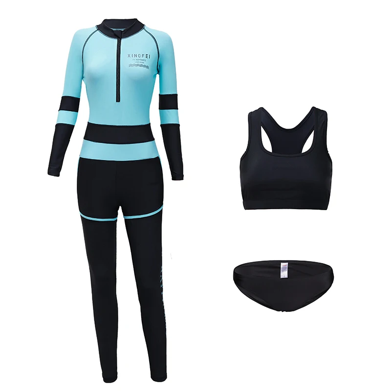 

Rhyme Lady Long Sleeve Rash guard Hot-sale swimwear women three pieces swimming suit swimwear beachwear New sports swimsuit