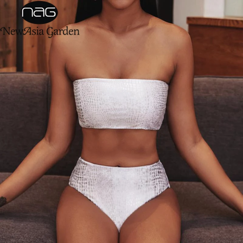 Бикини женское со змеиным принтом и высокой талией 2020|Купальники| |