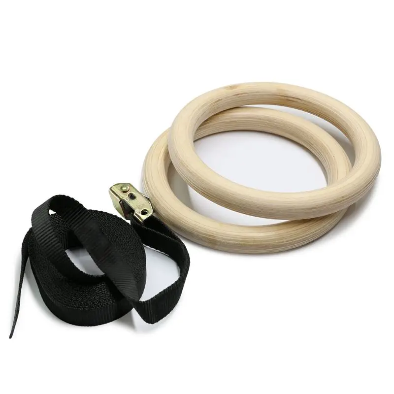 

2021 New 2pcs Gym Rings, Wood Gymnastic Rings with 15ft Adjustable Straps