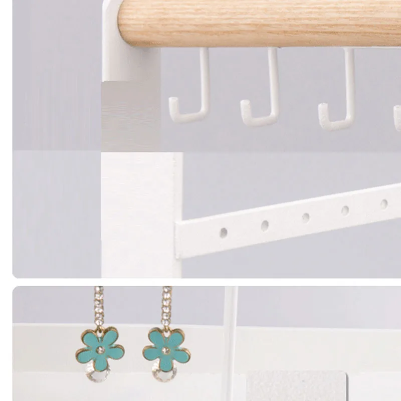 

Creative Simple Jewelry Display Iron Storage Rack Space Saving Girl Cosmetics Earrings Bracelet Jewelry Hanger Shelf Organizer