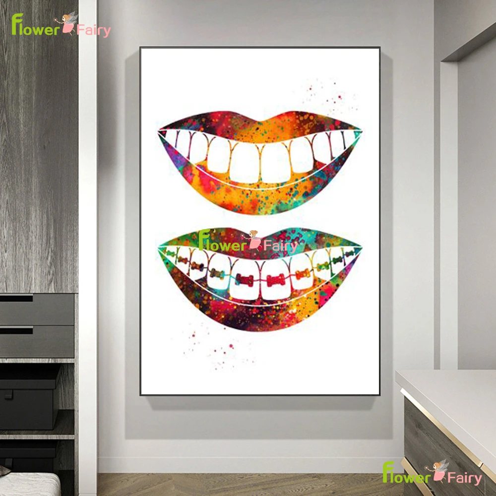 

Colorful Teeth Dental Tooth Nordic Poster Wall Art Canvas Painting Cuadros Wall Pictures For Living Room Home Decor Unframed
