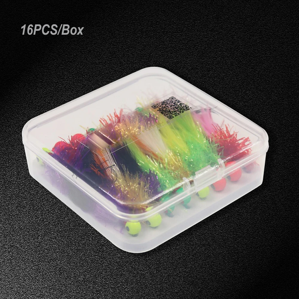 

16pcs/Set Jig Head Hook Ice Fishing Lures Crappie Jigs Pan Fish Fishing Jigs Flies For Panfish Bass Bluegill Fishing