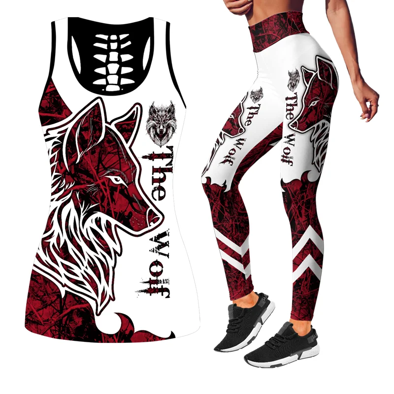 

Newest Women Leggings Fashion 3D Printed Wolf Tattoo Art Leggings & Tank top Sexy Elastic Female Skinny Leggings Size S-XXXL