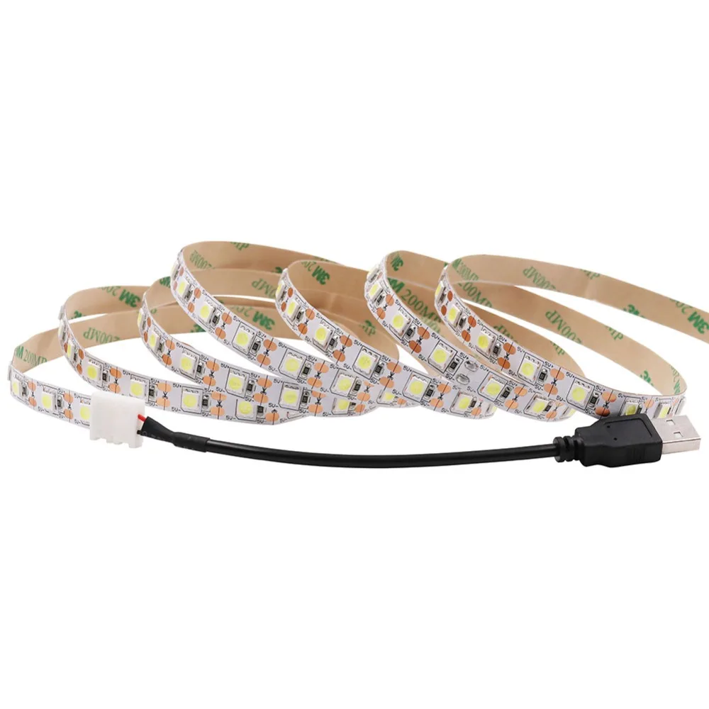 Светодиодный ленточный светильник с питанием от USB/батареи 2835 5050 5V DC tv лампа с подсветкой гибкий светодиодный ленточный веревочный светильник DIY лампа для украшения дома