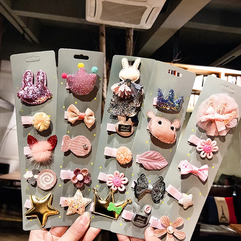 Милые женские заколки для волос банты облака листья цветок корона животные