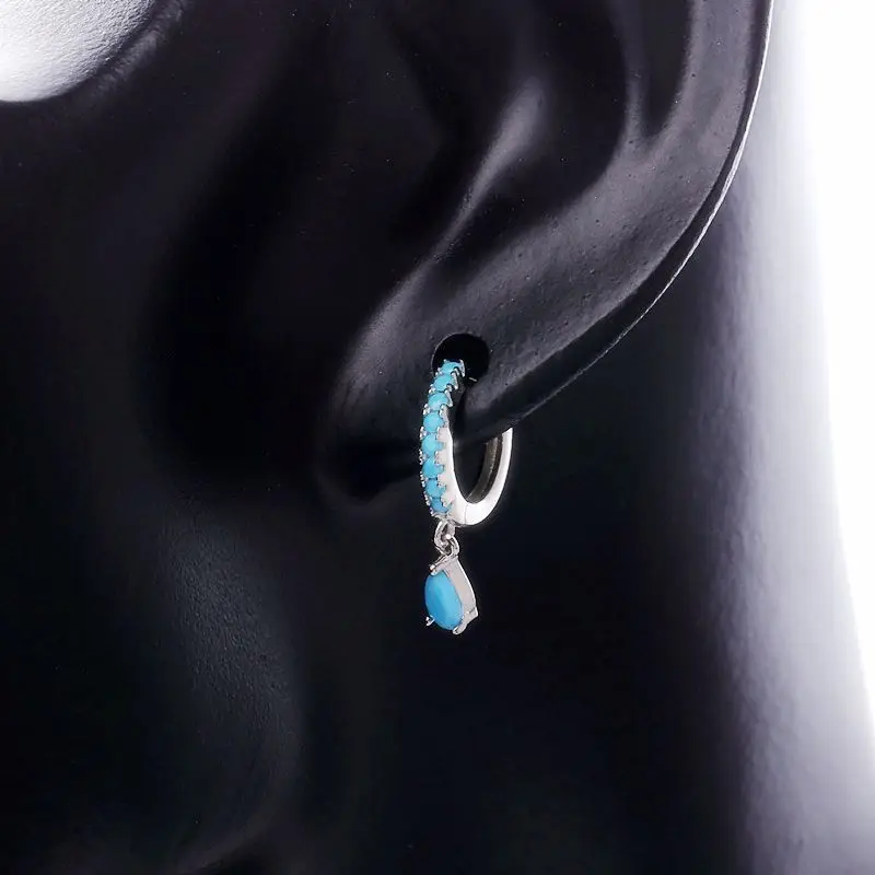 Женские серьги капли Moonmory из стерлингового серебра 925 пробы с бирюзой модные