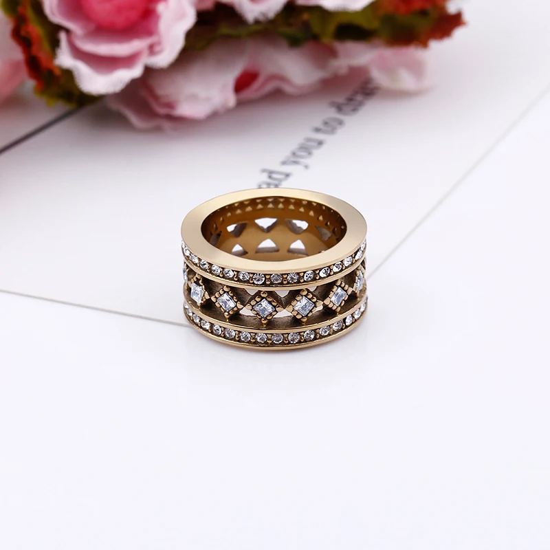 Bohemia Square Zircon Charm Rings for Women Gold Plated Stainless Steel Wedding Bands Anillos Mujer Fashion Anel Jewelry | Украшения и