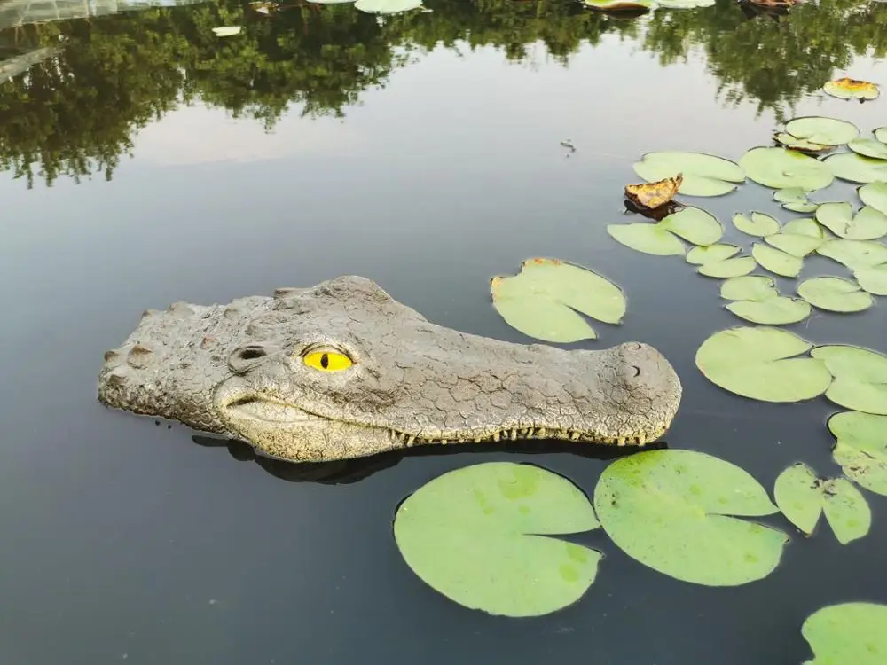 Большой размер плавающая голова крокодила имитация воды голова крокодила садовая приманка или пруд художественный декор для гусиного хищника героя