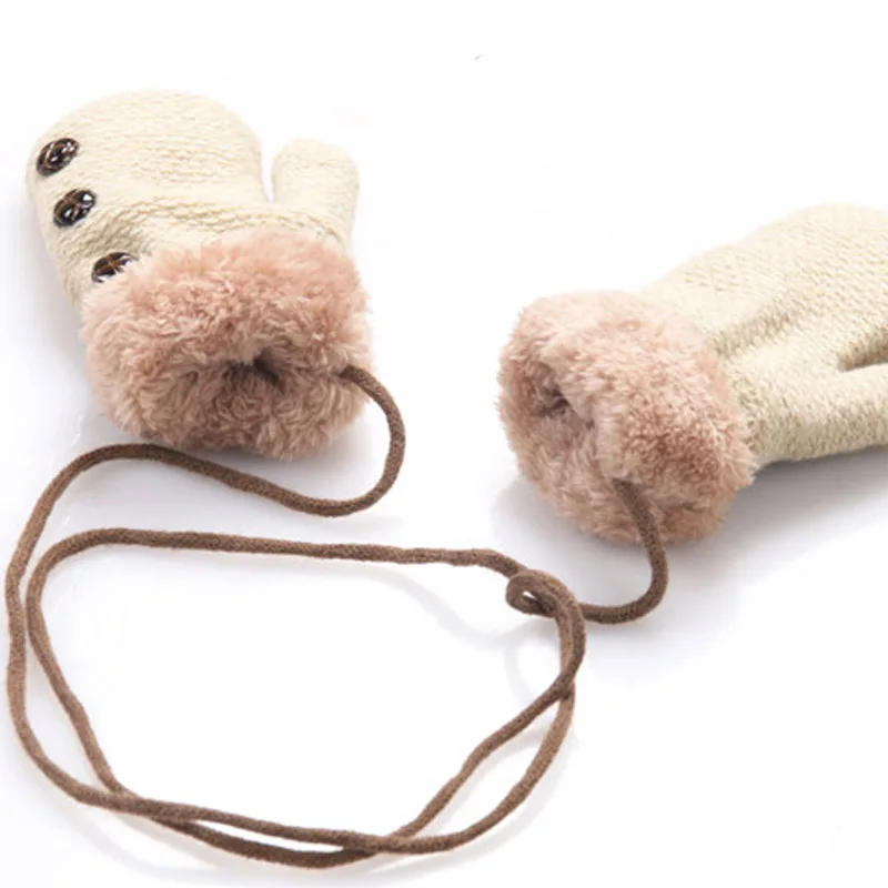 

Winter Baby Boys Girls Gloves Full Finger Kids Mittens Warm Acrylic Rope Gloves Children Knitting Solid Button Mittens SA987036