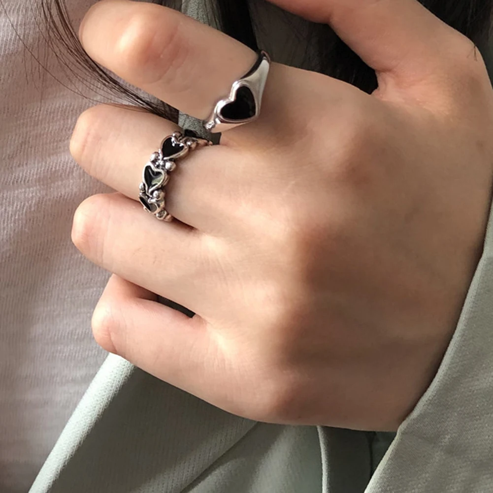Korean Fashion Crying Heart Ring For Women Girls Trendy Vintage Open Adjustable Special Resizable Jewelry | Украшения и