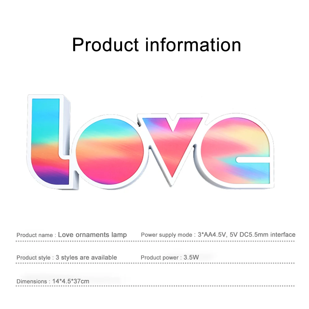 

LOVE Letter LED Night Light Valentine's Day Neon Sign Colorful Creative Room Wall Table Lamp Decor Battery Operate Fairy Lights