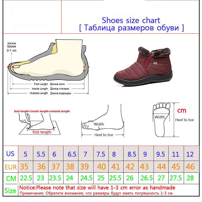 Женские ботинки Водонепроницаемая зимняя обувь зимние Теплые Зимние ботильоны