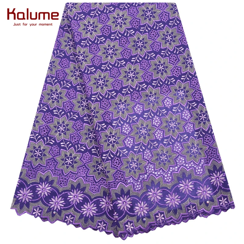 Kalume настоящий Африканский швейцарский тюль кружевная ткань Цветочная вышивка