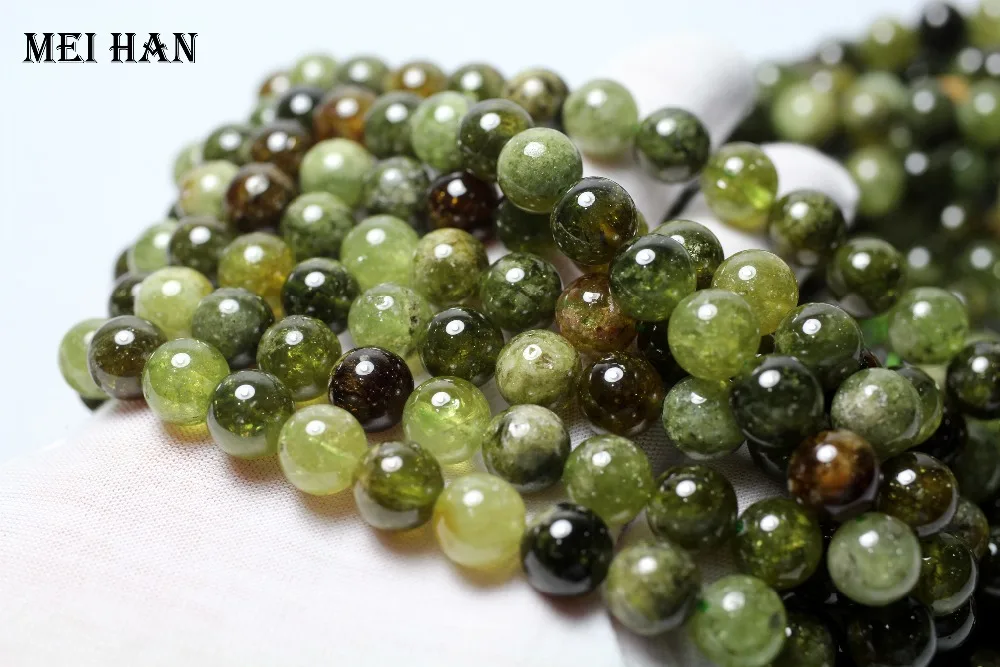 Meihan подлинный натуральный(approx38beads/set) 10 мм зеленый Гарнетт Гладкий Круглый камень бусины для изготовления ювелирных изделий DIY