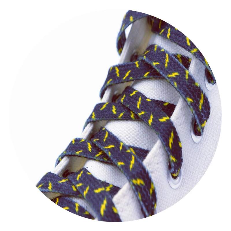 

Coolstring 8MM A Pair Wide Shoe Accessories Black&Yellow Lighting Heat Transfer Printing Flat Laces Canvas Boots Cotton Ropes
