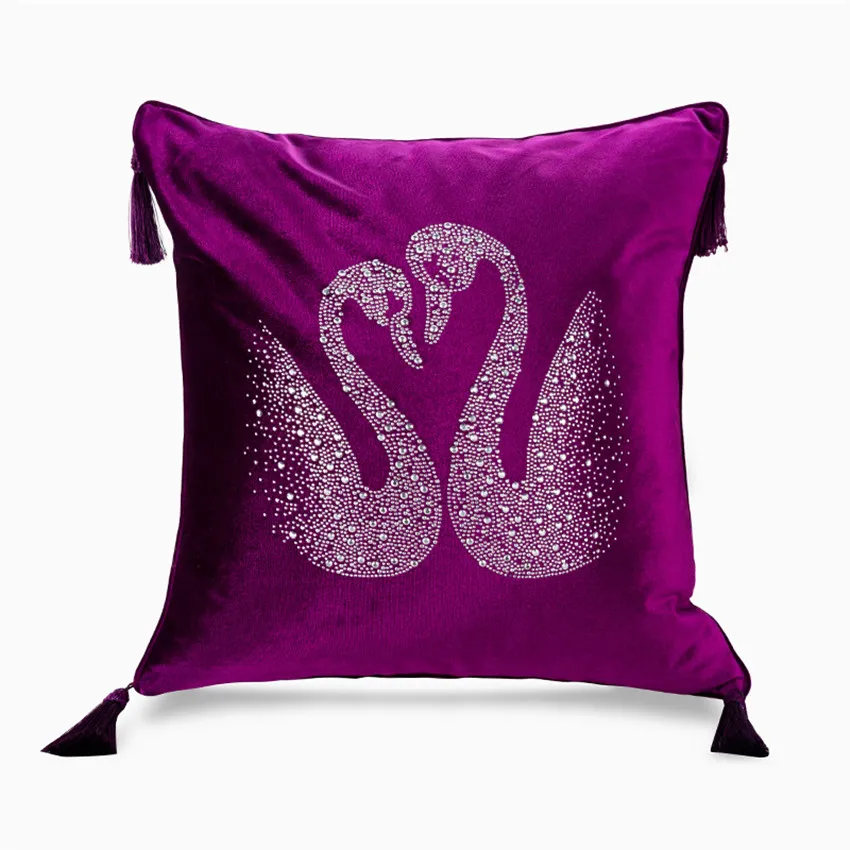 

45x45cm swan Sofa Pillowcase Pink Cushion Cover Throw Pillow Case Home Sofa Bed Chair Decoration 17.72x 17.72inch