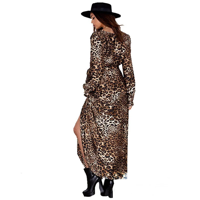 Женское платье с леопардовым принтом Sehatle повседневное пляжное средней длины