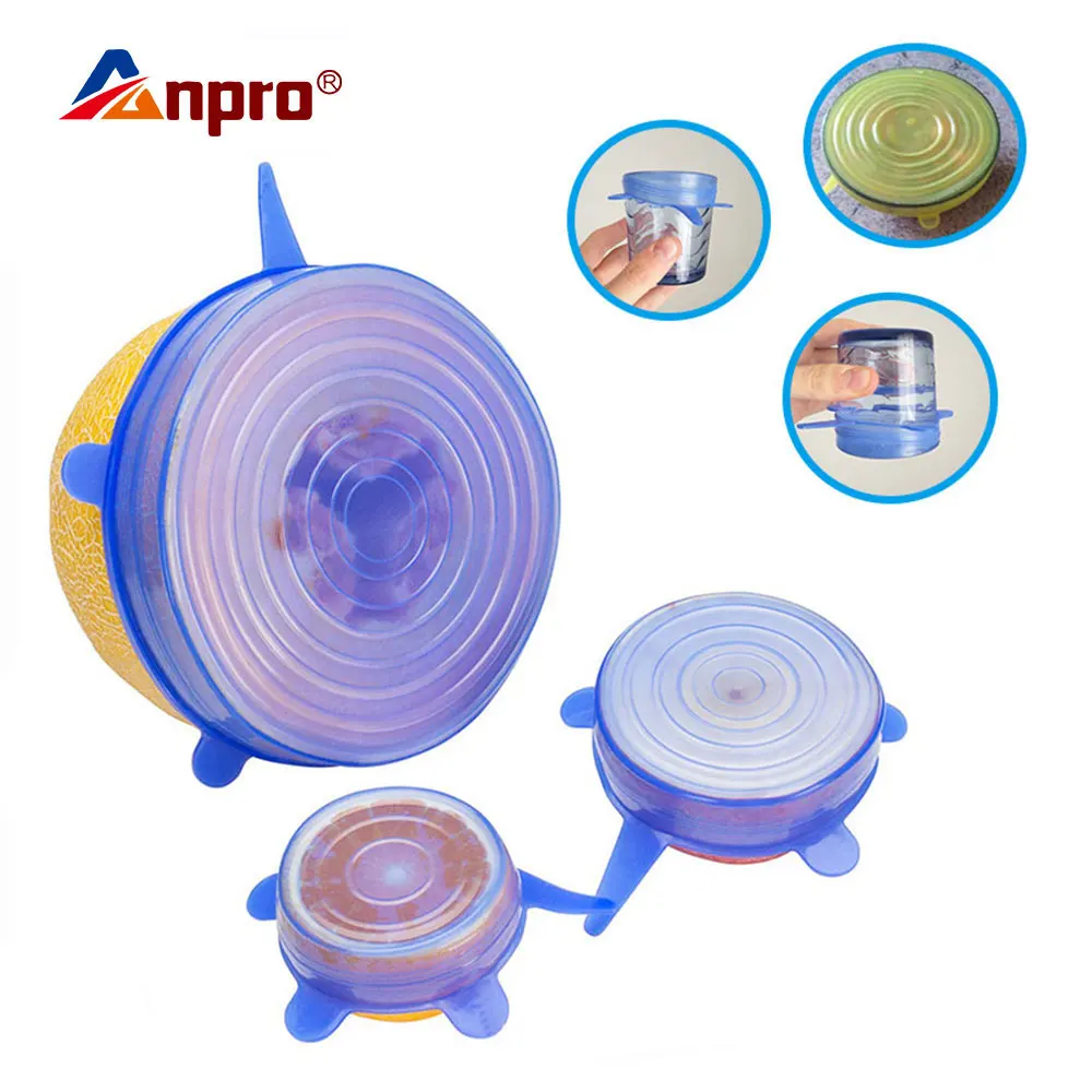 6 шт. универсальные силиконовые растягивающиеся крышки для кухонной