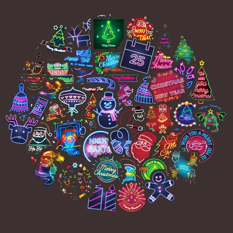 50 шт. неоновые рождественские наклейки для автомобиля ноутбука багажа