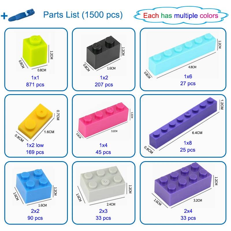 

500 1000 1500 Pieces Bricks Set DIY Creative Classic Bricks Plastic Building Blocks Creator Basic Bricks Set Kids Toys
