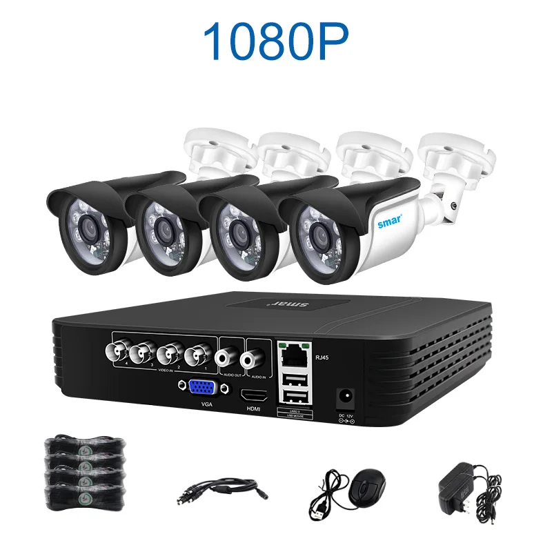 Sm4ch 1080N 5 в 1 AHD DVR комплект CCTV системы 4& 2 шт 720 P/1080 P IR AHD Camera Открытый водонепроницаемый комплект видеонаблюдения XMeye - Цвет: 4CH 2MP Outdoor Kit