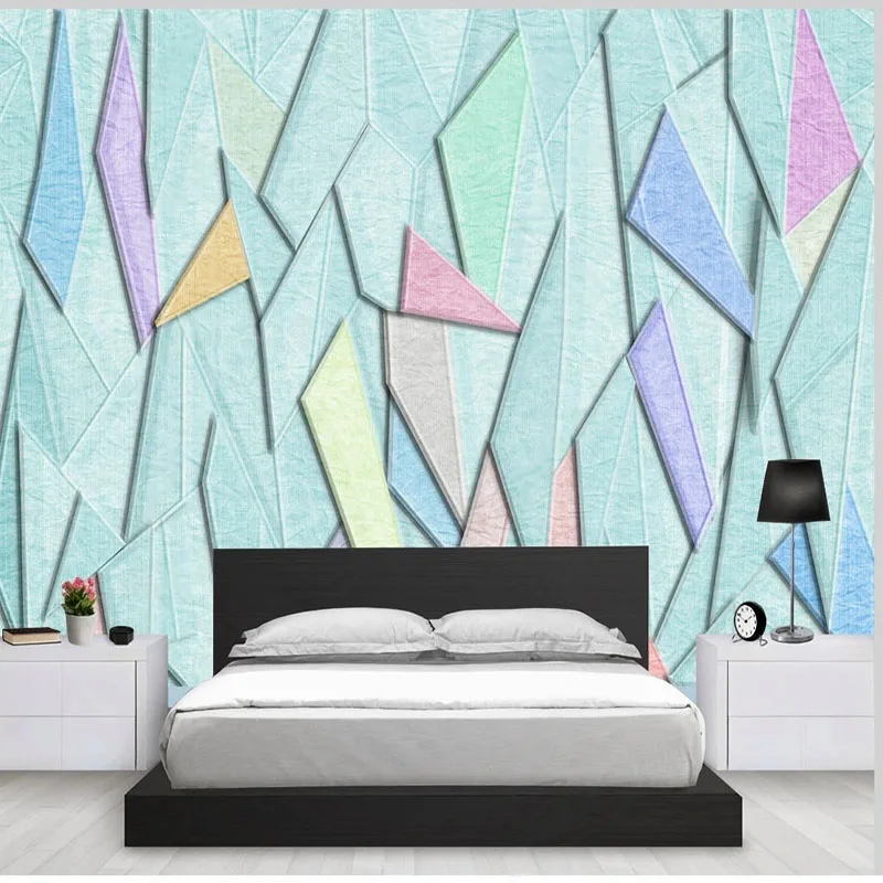 

Custom Self-Adhesive Wallpaper 3D Abstract Geometric Relief Murals Living Room TV Sofa Bedroom Background Sticker Home Décor Art