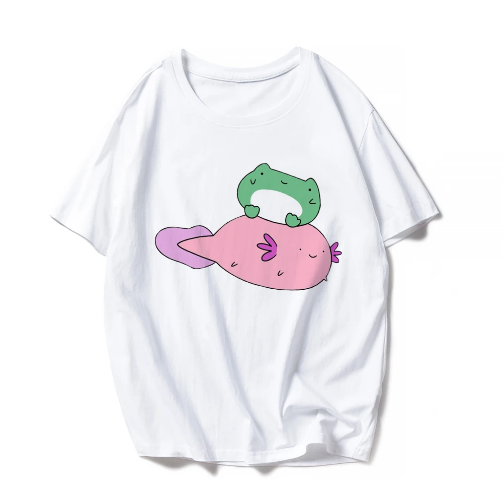 

Cute Frog Print T Shirts Woman Clothes Kawaii Vogue Summer Vetement Femme Family Look Funny T-shirts Stylish Happy Young Girls