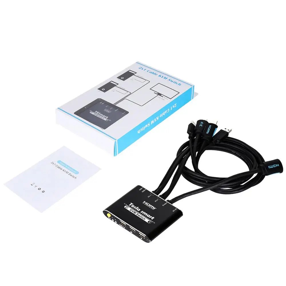 KVM переключатель Tesla smart высококачественный 2-портовый USB HDMI Кабельный с дополнительным USB 2,0 портом поддержка 4 K* 2 K(3840x2160