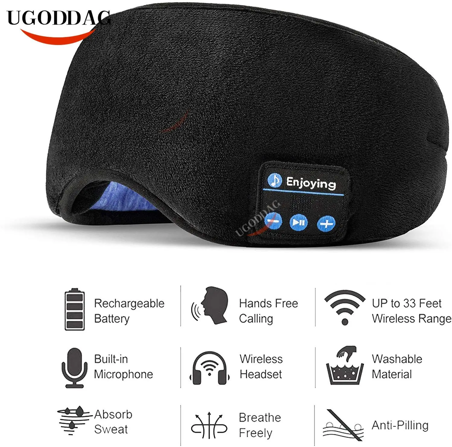 Беспроводная 3d-маска для сна с Bluetooth, повязка на глаза для сна с эффектом стерео, повязка на глаза для музыки и сна, повязка на глаза, повязка н...