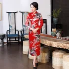 Китайское женское платье Cheongsam элегантные негабаритные 3xl-6xl Qipao Восточный вечернее Вечерние Выпускные платья в винтажном стиле; Детское платье на пуговицах; Павлин