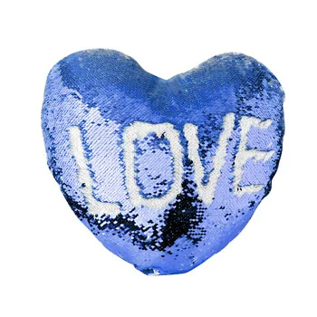 

Бесплатная доставка, 10 шт./лот, сублимационные заготовки, чехол для подушки с блестками, двухцветная наволочка с блестками в форме сердца, «с...