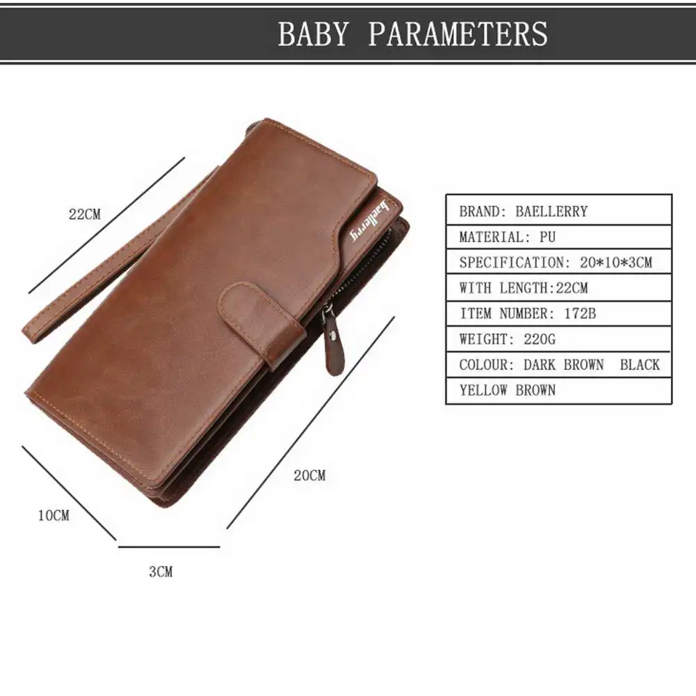

Hot Mens PU Leather Long Wallet Bifold Cash Card Holder Organizer Multi Slot Purse
