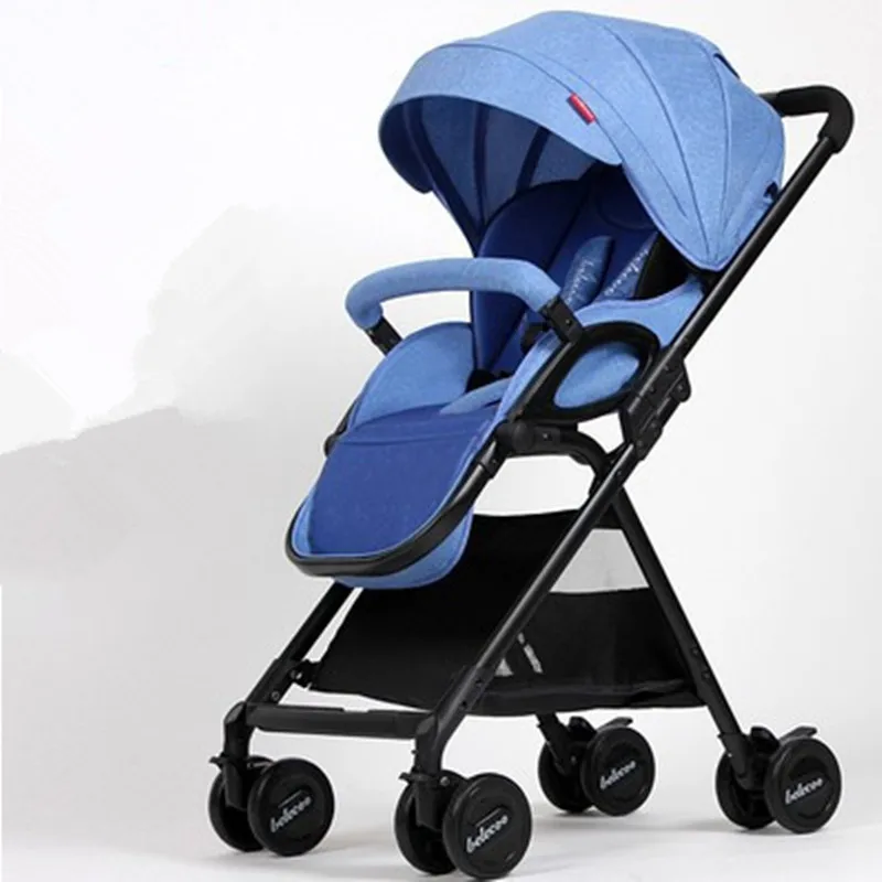 Blue aluminum1 Высокая Ландшафтная легкая детская коляска складной Портативный путешествия коляска детская коляска розовый коляска - Цвет: Blue aluminum1