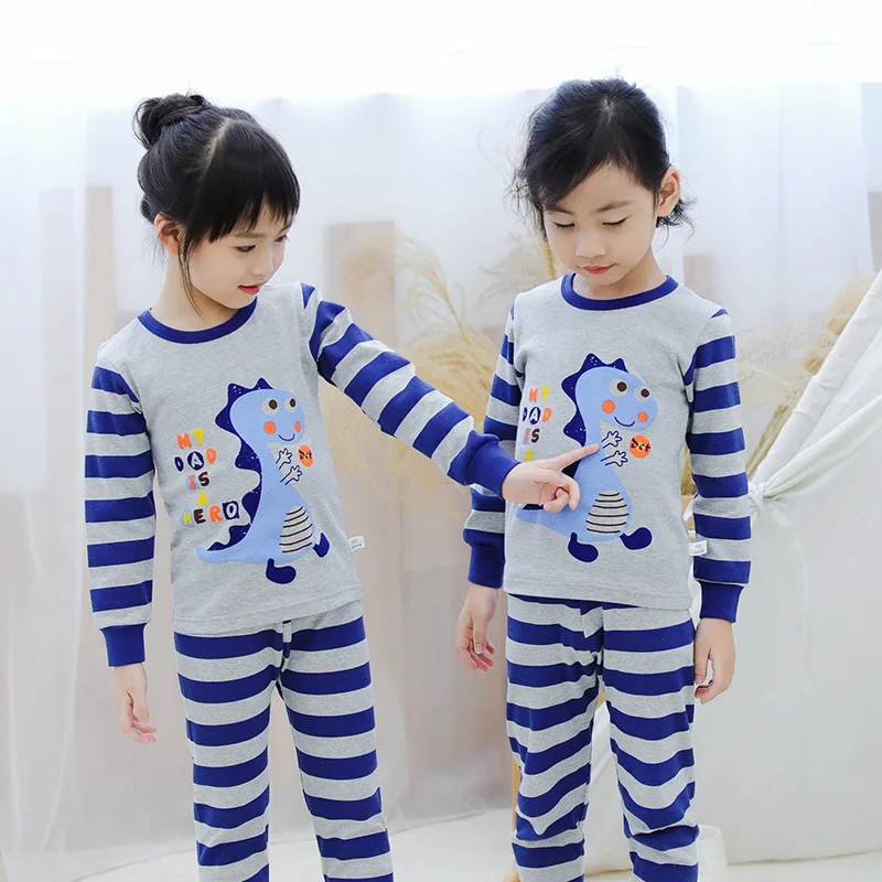 Cotton Pajamas For Children Long Sleeve Panda Suit Cartoon Kids Clothes Suits Baby Pyjamas Top+Pant Pijamas Sleepwear | Мать и ребенок