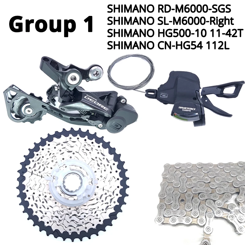 Shiman Deore M6000 10 скоростей 10s набор групп MTB велосипедные переключатели HG500 кассета HG54 KMC X10 цепь sunracing 11-42T для mtb велосипеда