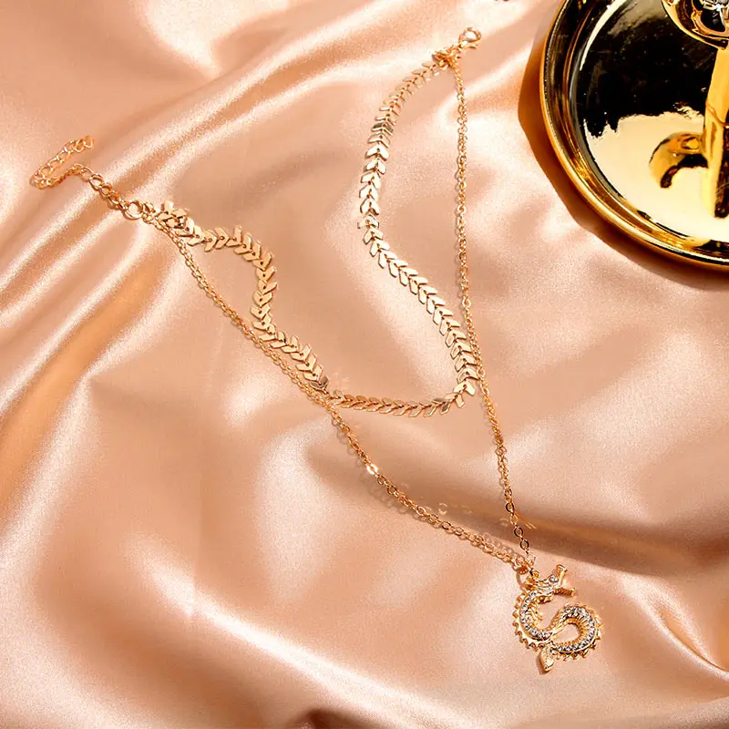 JJFOUCS модные ожерелья с подвеской в виде Золотого Дракона для мужчин и женщин