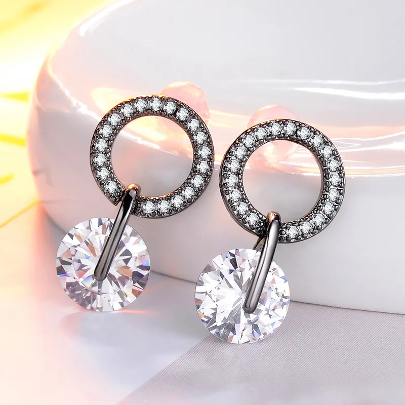 

2021 New Arrival Trendy Korean Cubic Zirconia Small Round Cute Drop Earrings for Women Female Delicate Simple Fashion Jewelry
