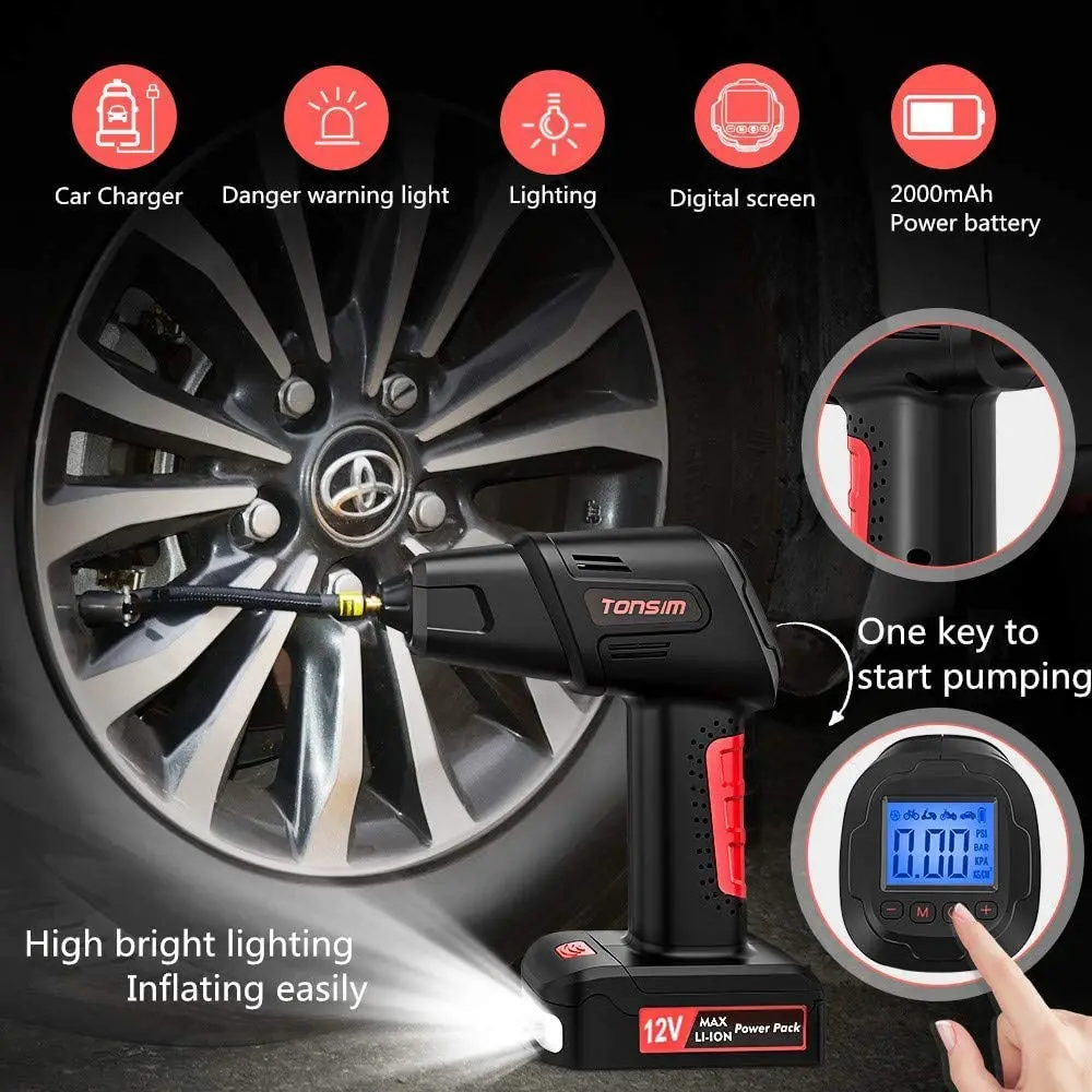 Беспроводной насос для накачивания шин с цифровым манометром воздушный