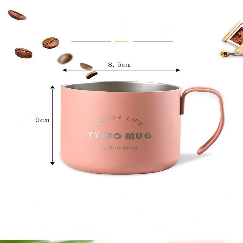 

Nordic 304 Stainless Steel Tea Glass Cup Creative 2-layer Thermos Cup with Handle Lid Coffee Cup Home Kitchen Decoration Tool