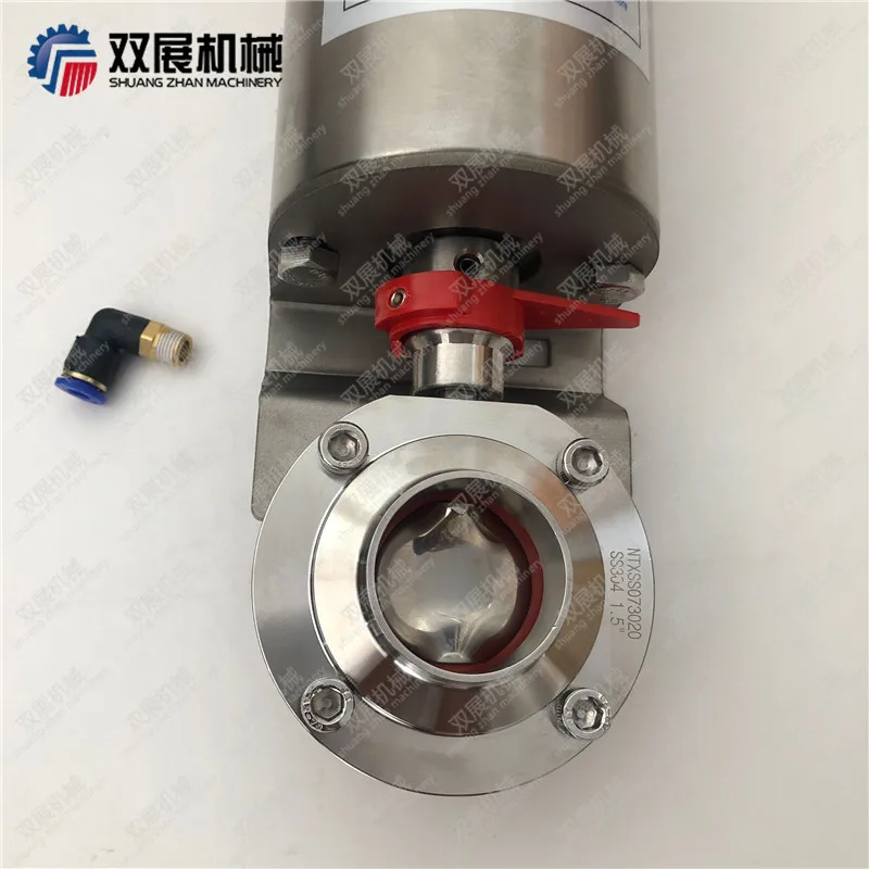 

Pneumatic Actuated Sanitary Butterfly Valve Staininless Steel Spring Return 1.5" Tri Clamp or Welding Connect
