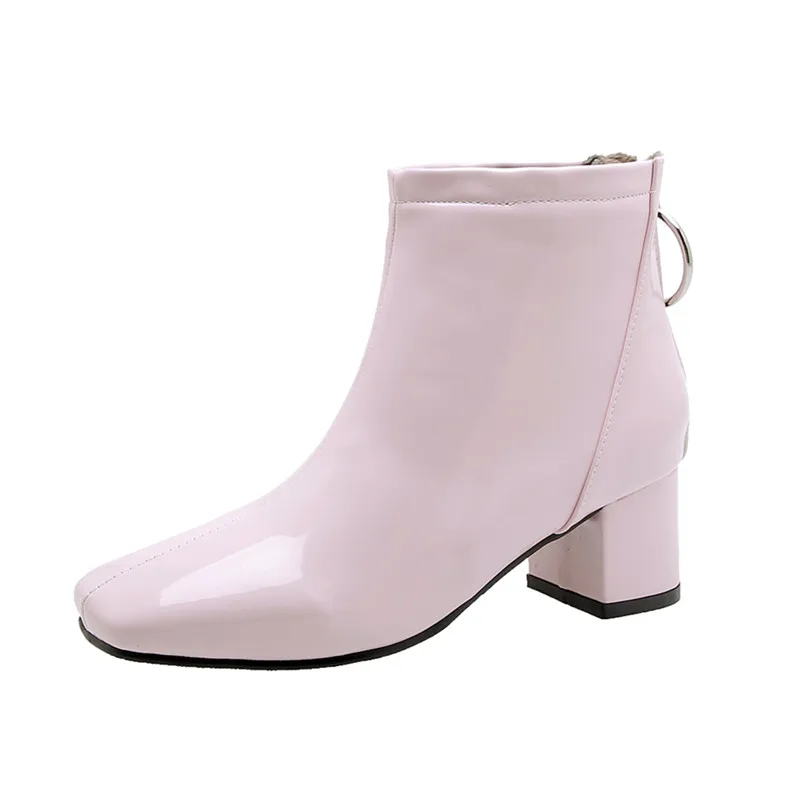 Новые ботильоны из лакированной кожи женские осенне зимние ботинки на высоком