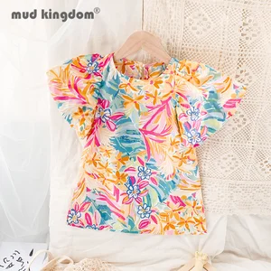 Mudkingdom Little Girls Dress Puff Sleeves Print A-line Princess Style Camouflage Mini Dresses Toddler Cute Children Clothing