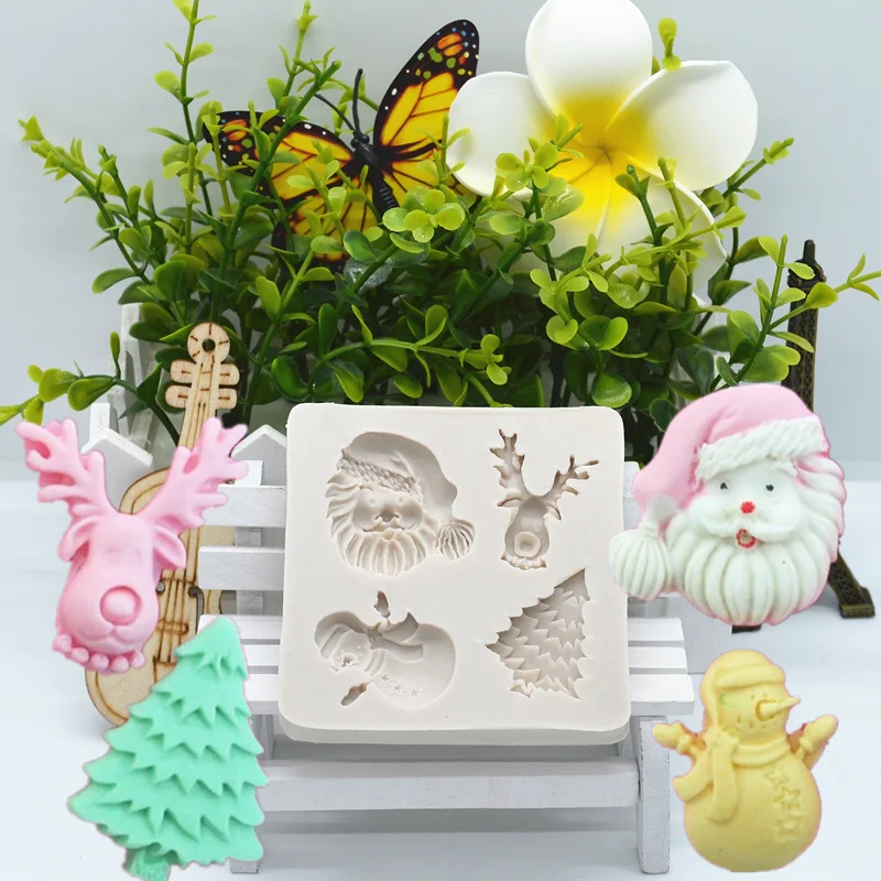 

Christmas Deer Snowman Tree Shape Silicone Resin Mold Cake Decorating Baking Tool DIY Cake Chocolate Candy Pastry Fondant Moulds