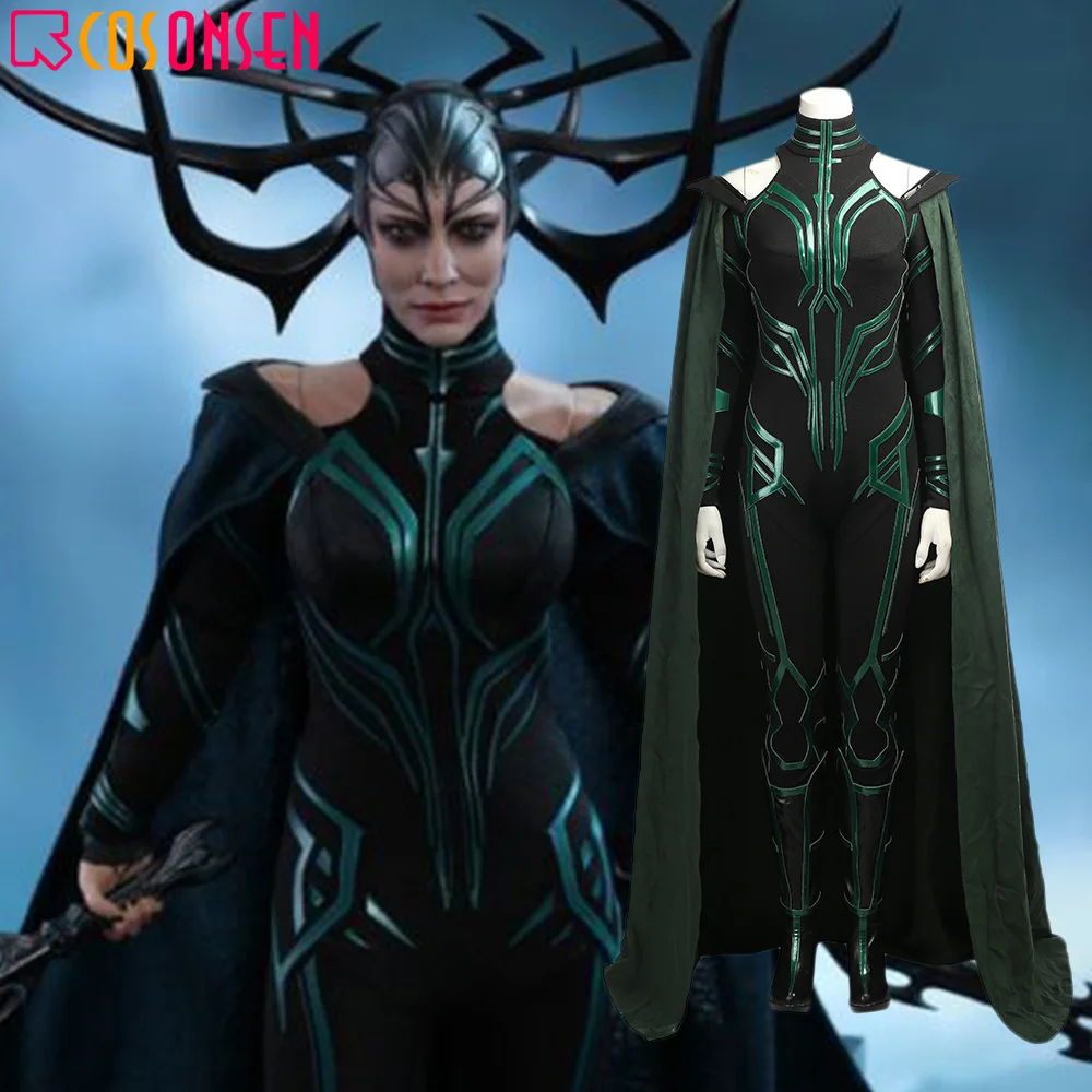 Тор Ragnarok Hela Косплей Костюм Hela наряд для взрослых женщин необычный плащ-комбинезон для Хэллоуина на заказ косплей ONSEN