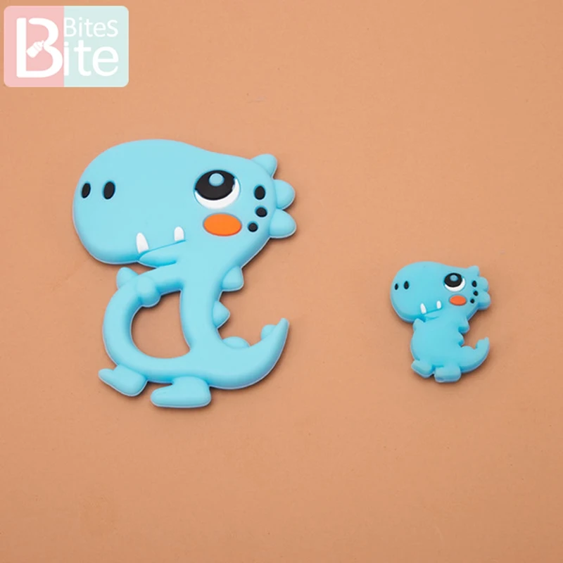 Blue Dinosaur Укус укусов 2 шт./компл. Черепаха силиконовый детский Прорезыватель для зубов "сделай сам" для изготовления Еда Класс коала силиконовые крошечные стержень при прорезывании зубов силиконовые бусины комплект ювелирных изделий - Цвет: Blue Dinosaur