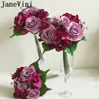 janevini fuchsia bridesmaid bouquet dusty pink rose flower girl bouquet vintage artificial small flowers for brides sisters