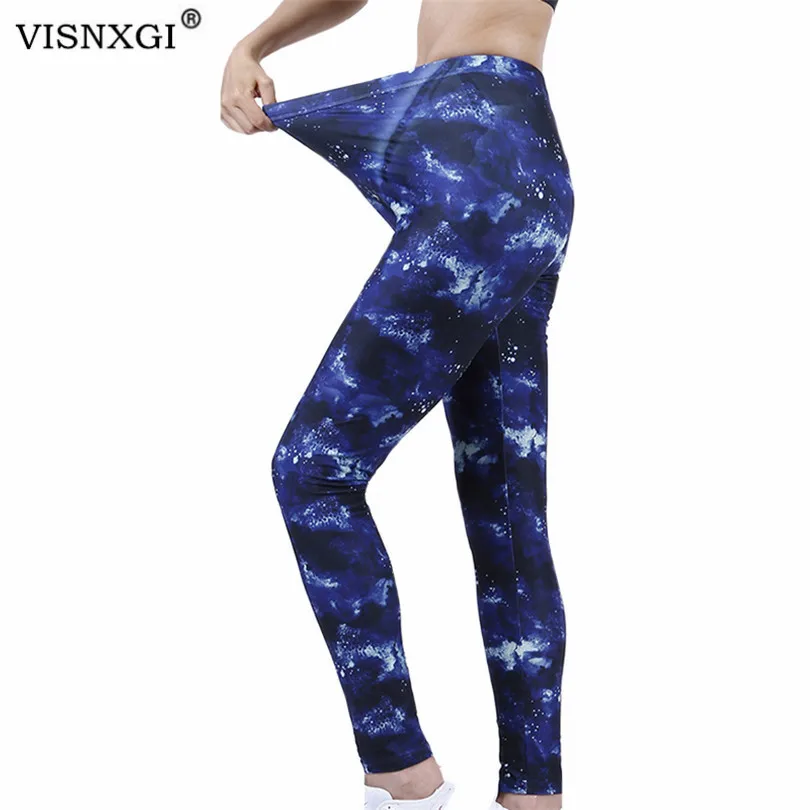 

VISNXGI High Waist Hip Push Up Women Spring Autumn Stretch Fitness Sweatpants Female Night Sapphire Star Leggings Casual Pants