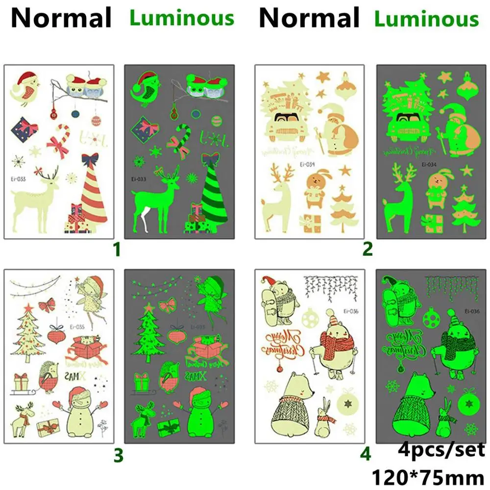 4pcs Stickers 3 CHZLL съемные рождественские наклейки, украшения, Санта-Клаус, олень, Декоративный Рождественский Декор для дома, Санта-Клаус, Noel, Декор - Цвет: 4pcs Stickers 3