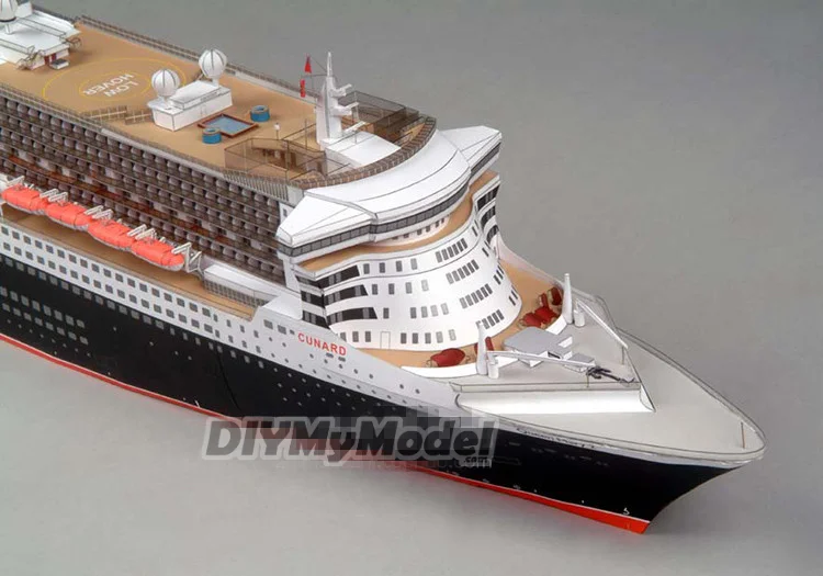 DIYMyModeI-vaporizador de correo real, escala 1:400, RMS Queen y Mary 2, Kit de modelo de papel delineador, PaperCraft, rompecabezas de juguete hechos a mano-3